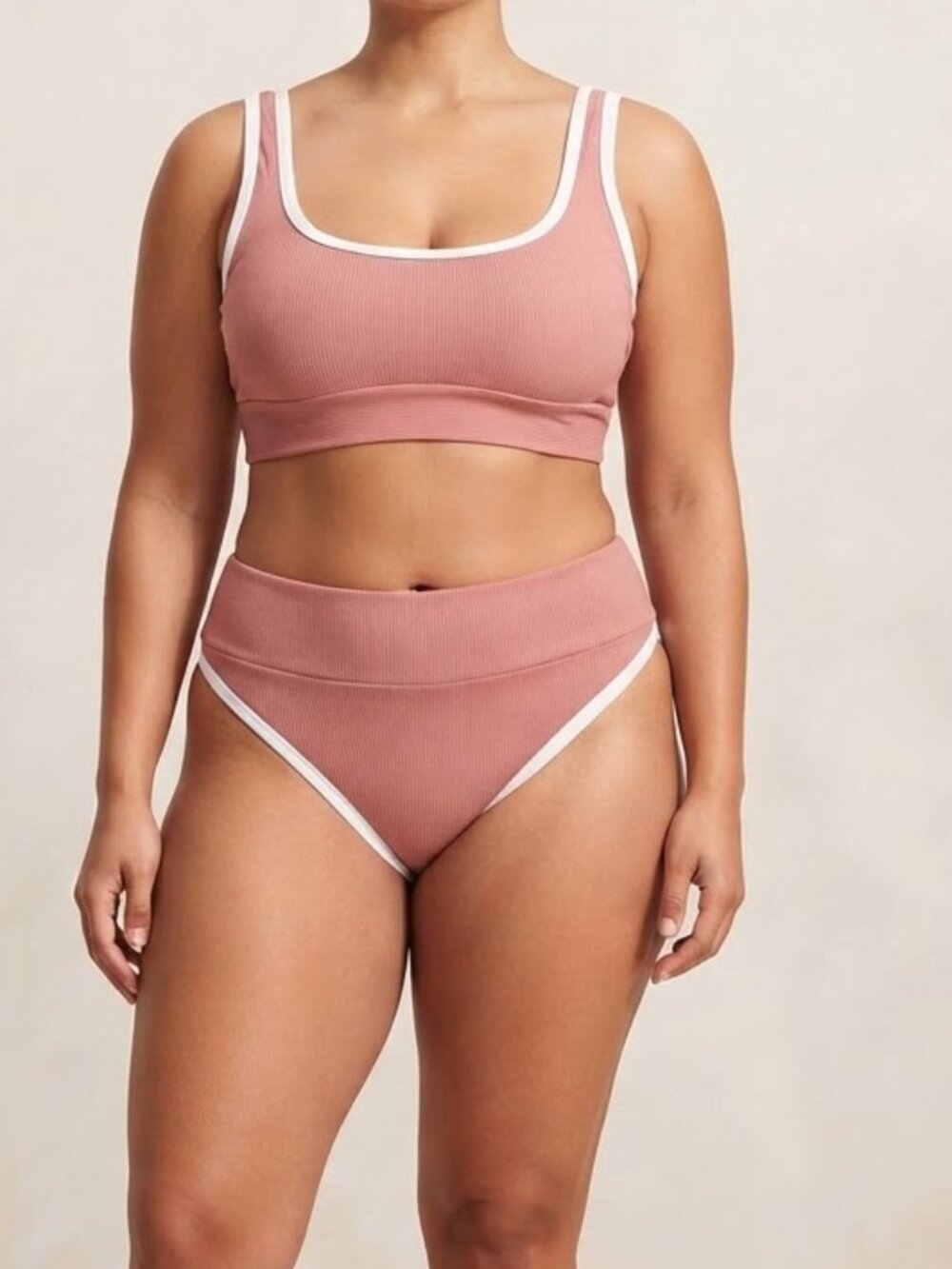 Never worn LainSnow sz Large Kiawah Ribbed Bikini Swim suit toast color